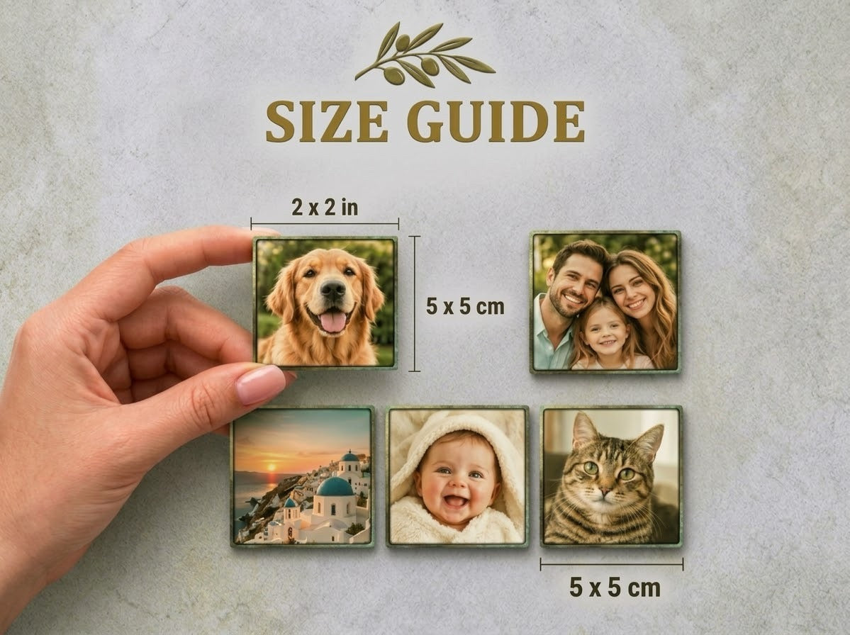 Size guide — 2x2 in / 5x5 cm photo magnets